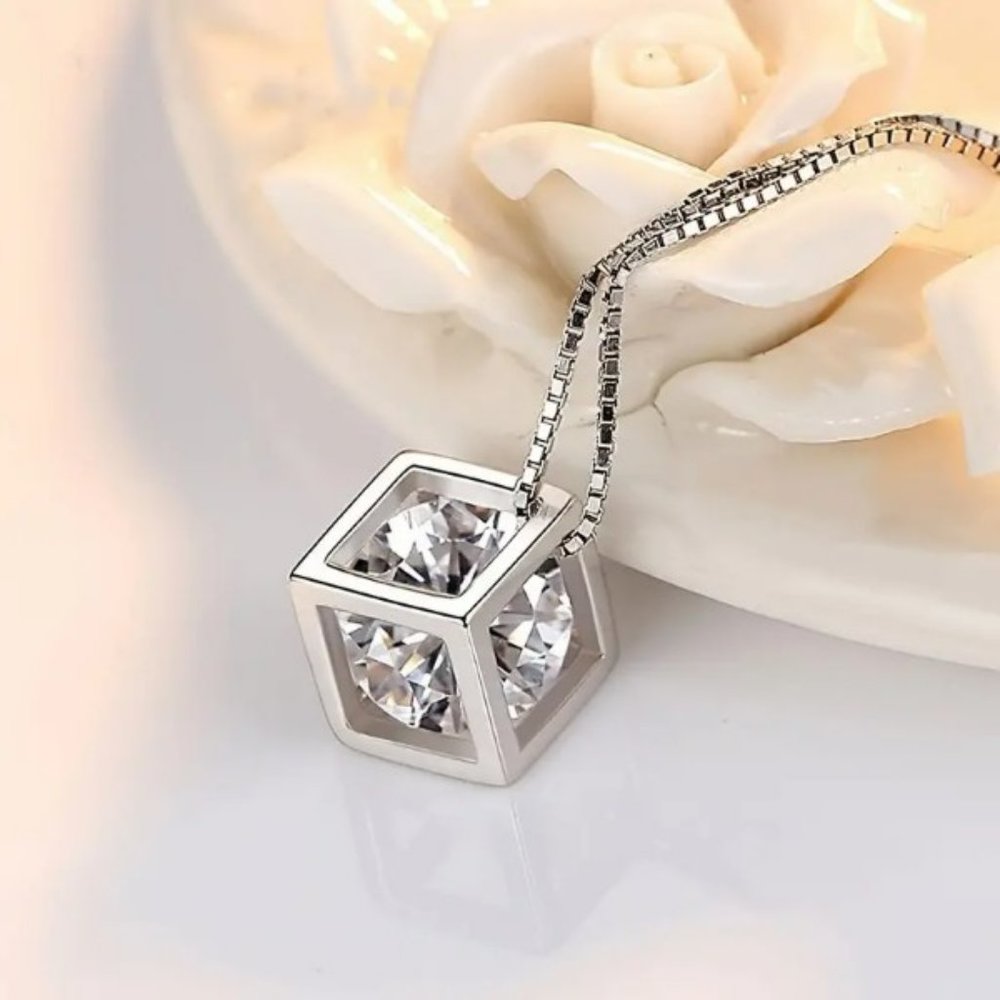 Hollow Cubic Zirconia Shape Pendant Necklace